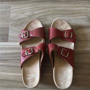 Dansko Women's Buckle Strap Red Sandals